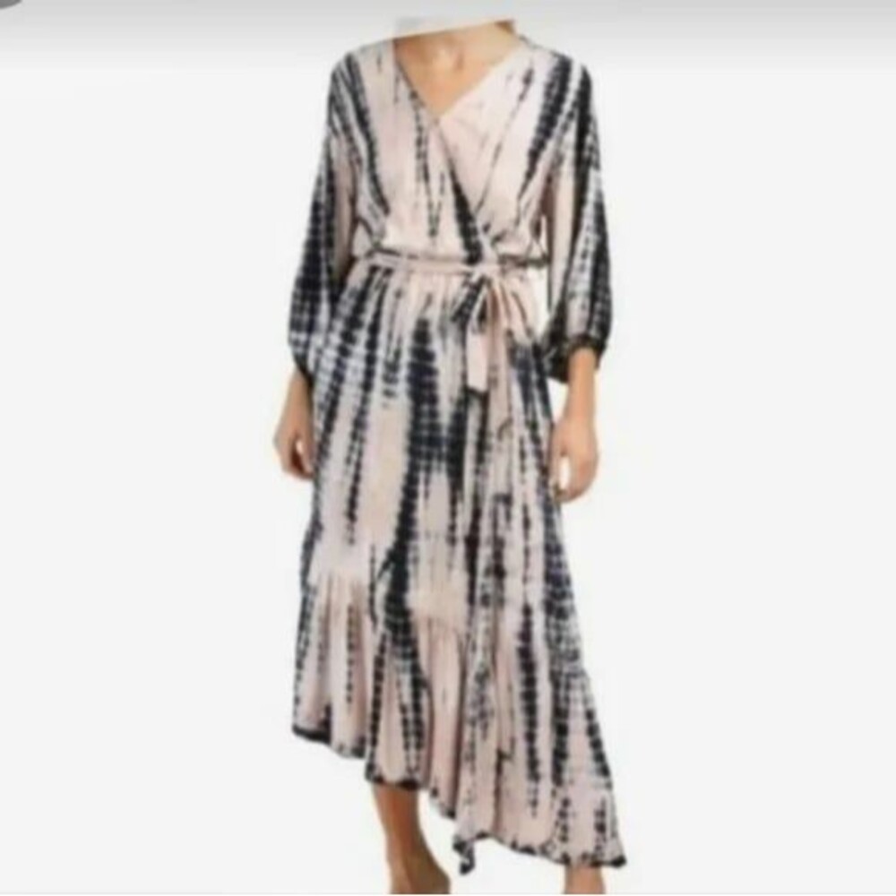 Young Fabulous & Broke YFB Jillian Faux Wrap V-neck Tie Dye Asymmetrical Dress S